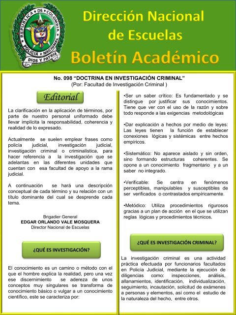 Doctrina en investigación criminal - Policía Nacional de Colombia