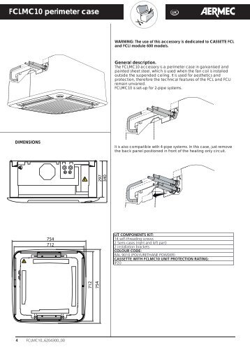 Cassette type fancoil Aermec FCLMC10 Installation manual