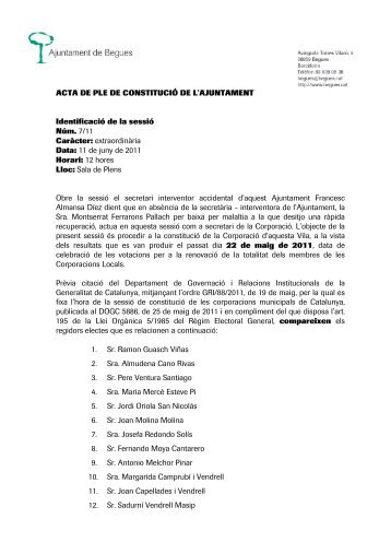 ACTA DE PLE 110611 11-06-11 CONSTITUCIÓ - Ajuntament de ...