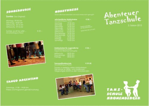 Kursprogramm als PDF-Download - in der Tanzschule Kronenberger