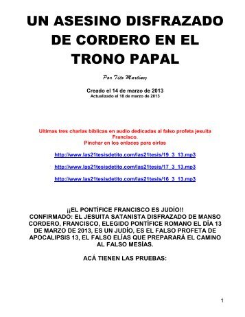 UN ASESINO DISFRAZADO DE CORDERO EN EL TRONO PAPAL