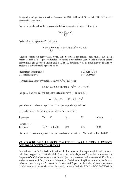 PROJECTE DE REPARCEL - Ajuntament de Palafrugell