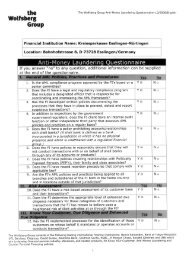 The Wolfsberg Group Anti-Money Laundering Questionnaire