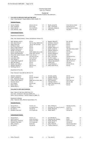 CFL First Semester 2009-2010 . . . Page 1 of 13 - Faculty & Staff ...