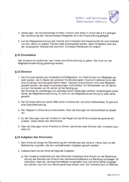 Download der Satzung als PDF-Dokument - KSV Klein-Karben