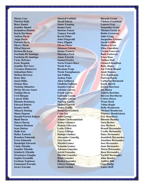 ACADEMIC RECOGNITION LIST SPRING 2012 - El Centro College