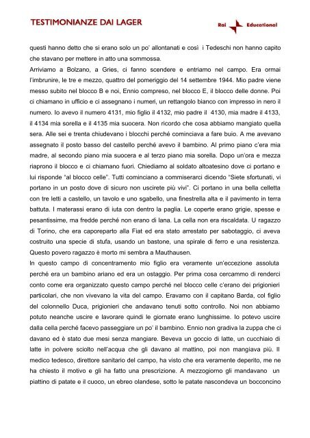 Rosetta Nulli - Testimonianze dai lager