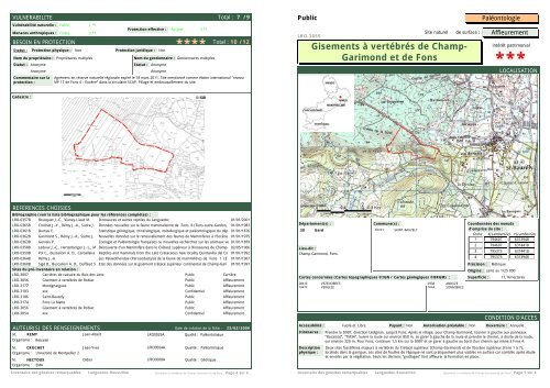 Gisements à vertébrés de Champ- Garimond et de Fons - DREAL ...