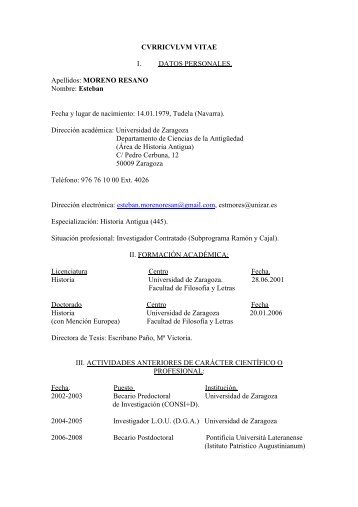 Curriculum vitae Moreno [pdf] - Grupo de investigación HIBERUS