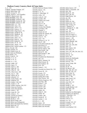 Madison County Cemetery Book All Name Index 1