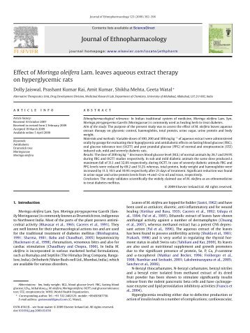 Journal of Ethnopharmacology Effect of Moringa oleifera Lam ...