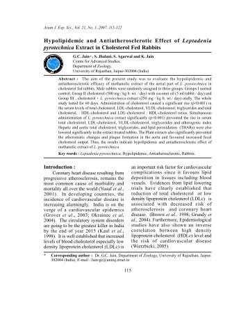 Hypolipidemic and Antiatherosclerotic Effect of Leptadenia ...