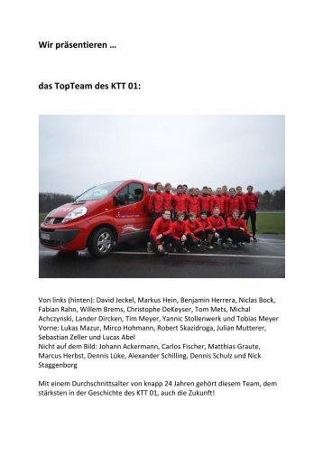 Wir präsentieren … das TopTeam des KTT 01: - Kölner Triathlon ...