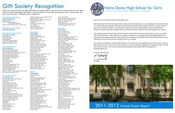 NDHS Donor Report Redo - Notre Dame High School for Girls