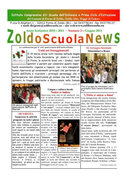 Giugno 2011 - Istituto comprensivo di Forno di Zoldo