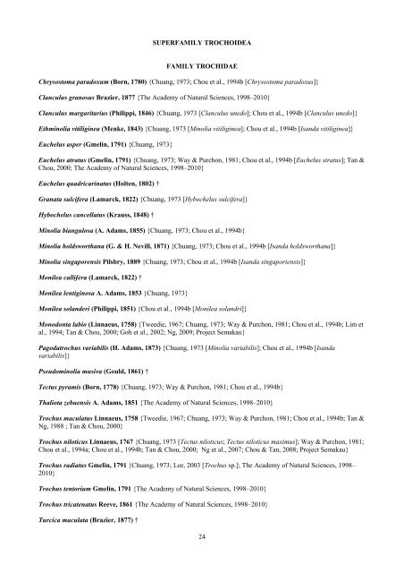 a preliminary checklist of the molluscs of singapore - Raffles ...