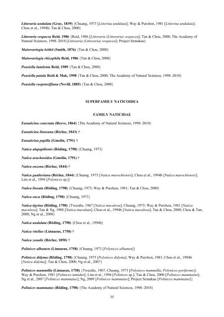 a preliminary checklist of the molluscs of singapore - Raffles ...
