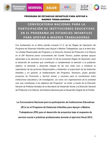 convocatoria nacional para la participación de instituciones ...