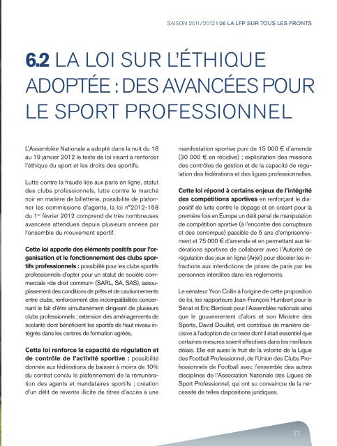 2011/2012 - Rapport d'activité de la LFP (7,6 Mo) - Ligue de Football ...