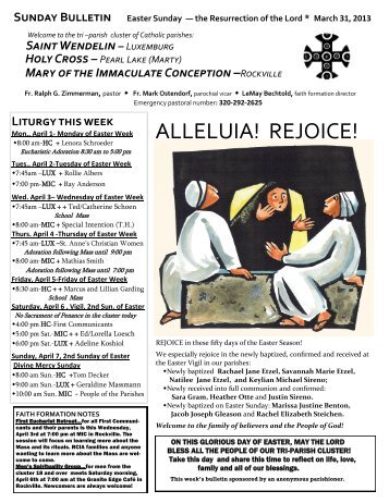 ALLELUIA! REJOICE! - St. Wendelin Church - stclouddiocese.net