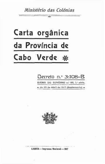 Carta orgânica da província de Cabo Verde - O Governo dos Outros