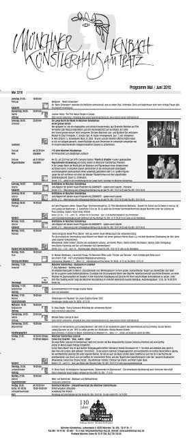 Programm Mai / Juni 2010 Jahre - Münchner Künstlerhaus