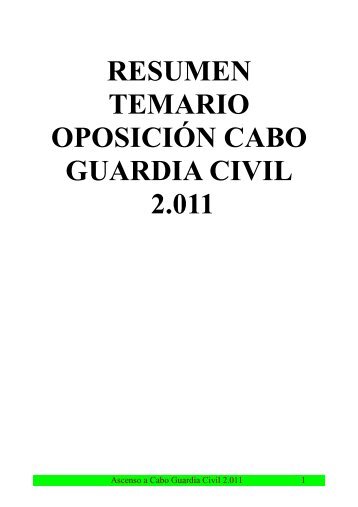 RESUMEN TEMARIO OPOSICIÓN CABO GUARDIA CIVIL 2.011