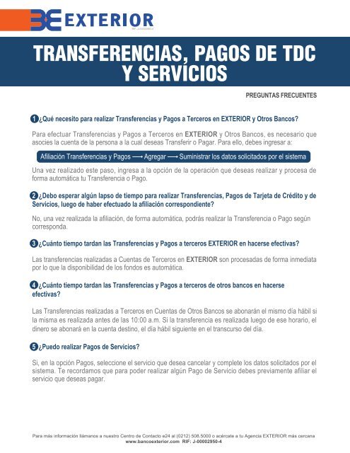 Transferencias, Pagos de TDC y Servicios - Banco EXTERIOR