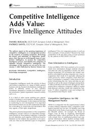 Competitive Intelligence Adds Value: Five Intelligence Attitudes