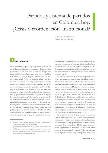Partidos y sistema de partidos en Colombia hoy: ¿Crisis o ...