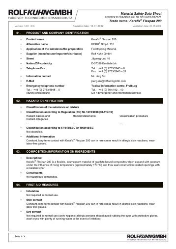 Material Safety Data Sheet Trade name: Kerafix ... - Rolf Kuhn GmbH