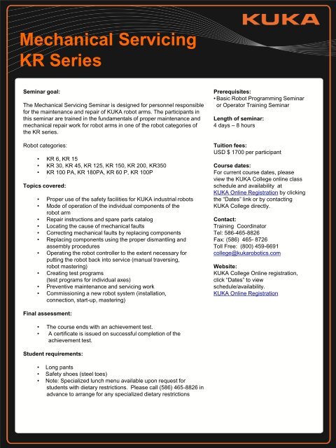 Seminar Program (PDF) - KUKA Robotics