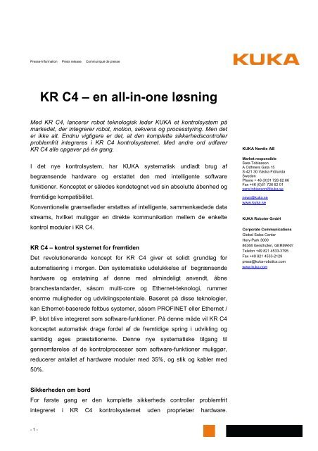 Press release to download (PDF-format) - KUKA Roboter