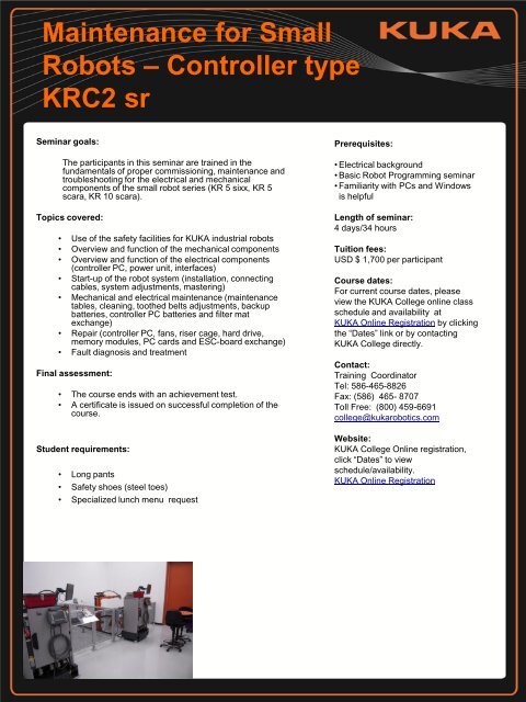 Seminar Program Clinton Township (PDF) - KUKA Robotics