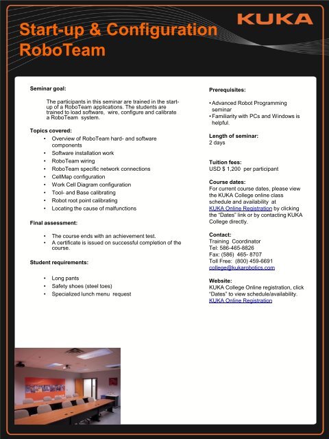 Seminar Program Clinton Township (PDF) - KUKA Robotics