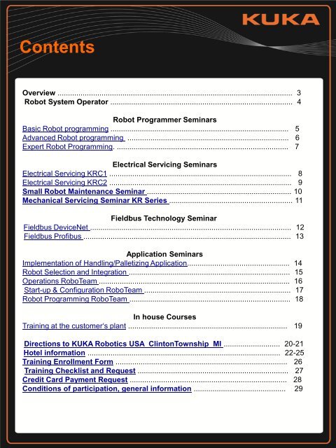 Seminar Program Clinton Township (PDF) - KUKA Robotics