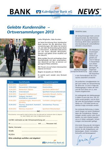 Aktuelle Ausgabe als .pdf - Kulmbacher Bank eG