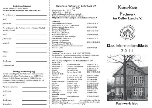 Das InformationsBlatt 2 0 1 1 - Kulturkreis Fachwerk im Celler Land eV