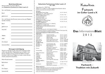 Das InformationsBlatt 2 0 1 2 - Kulturkreis Fachwerk im Celler Land eV