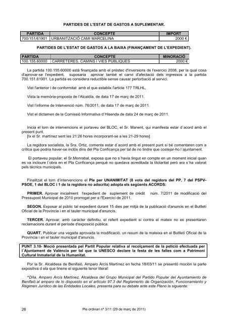 2011-03 Acta Ple nº 3 (29 de - Ayuntamiento de Benifaió