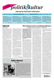 politik und kultur - Deutscher Kulturrat