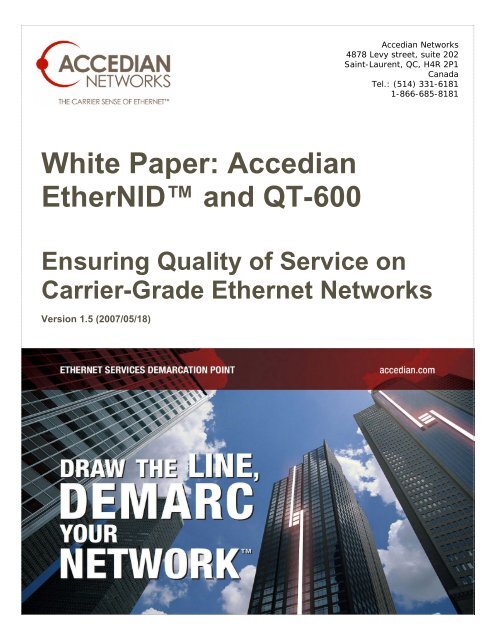 White Paper: Accedian EtherNID™ and QT-600 - JDSU