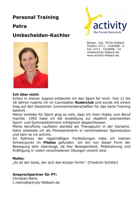 Personal Training Petra Umbscheiden-Kachler