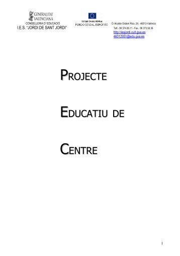 PROJECTE EDUCATIU DE CENTRE - IES Jordi de Sant Jordi