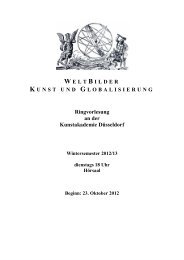 Ringvorlesung an der Kunstakademie Düsseldorf