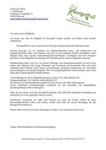 Lothar jun. Weise 1. Vorsitzender Frankfurter ... - Kunstgriff eV