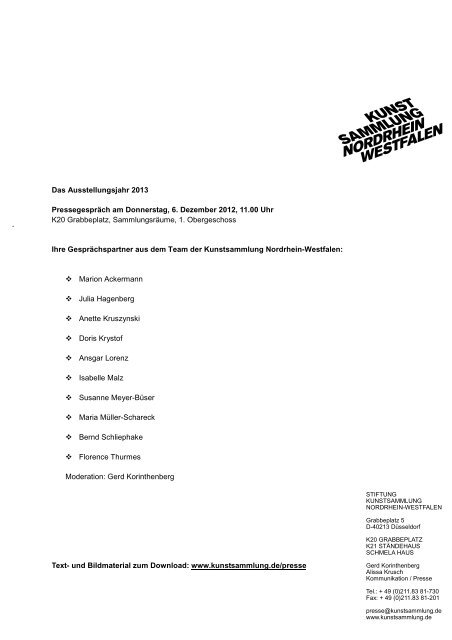 Pressemitteilung als PDF - Kunstsammlung NRW