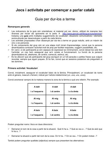 Jocs i activitats per començar a parlar català - Cal