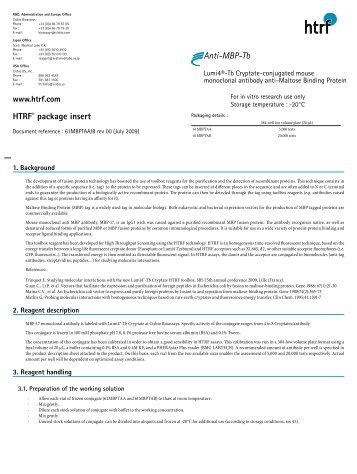 HTRF® package insert Anti-MBP-Tb - Cisbio Bioassays