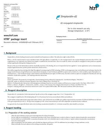 HTRF® package insert Streptavidin-d2 - Cisbio Bioassays